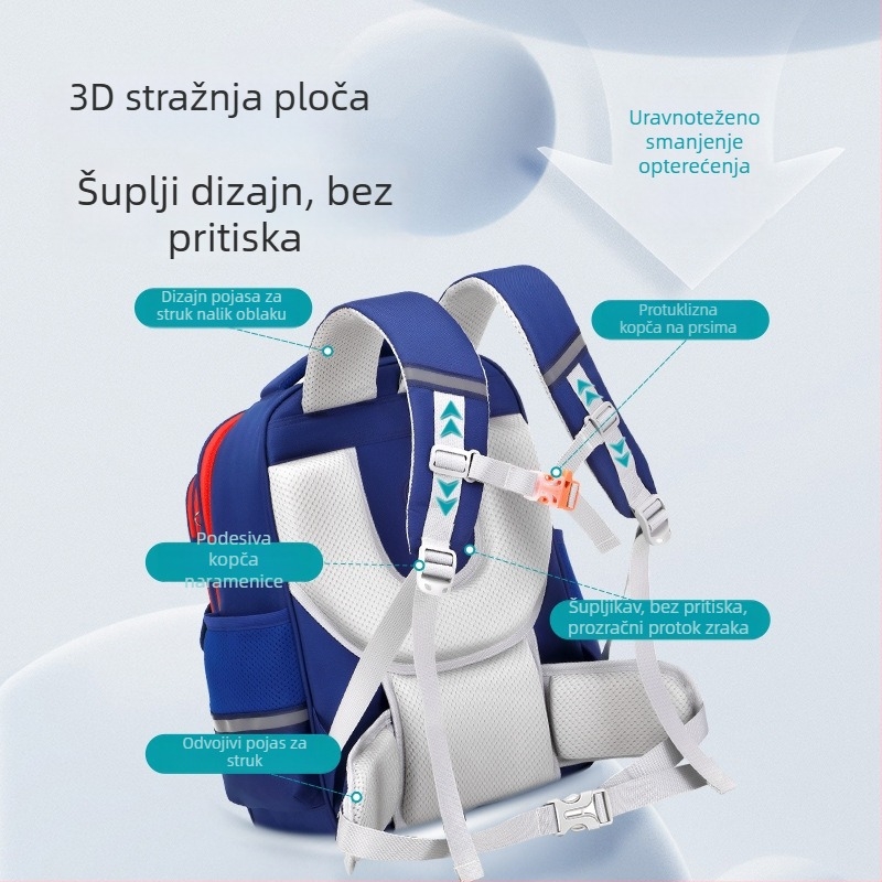 Školska torba u britskom stilu za djecu, vodootporna, ergonomska podrška kralježnice i struka, velik kapacitet, Oxford tkanina