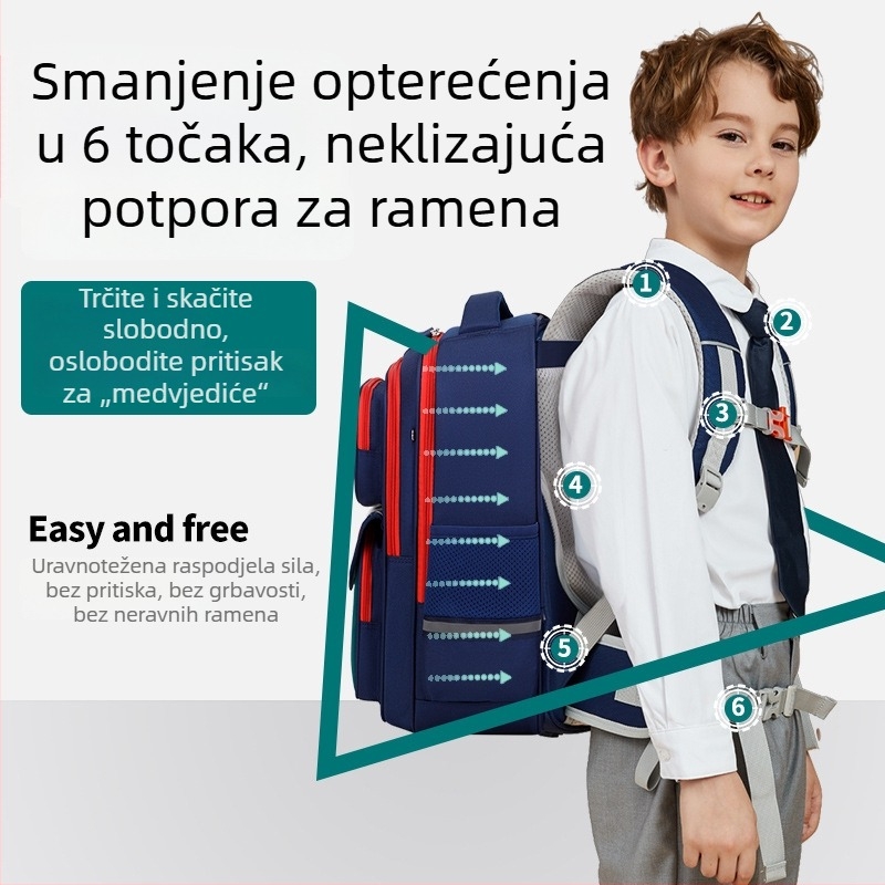 Školska torba u britskom stilu za djecu, vodootporna, ergonomska podrška kralježnice i struka, velik kapacitet, Oxford tkanina