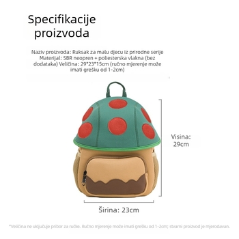 Velika dječja torba s motivom gljive, 3–6 godina, unisex, za izlete
