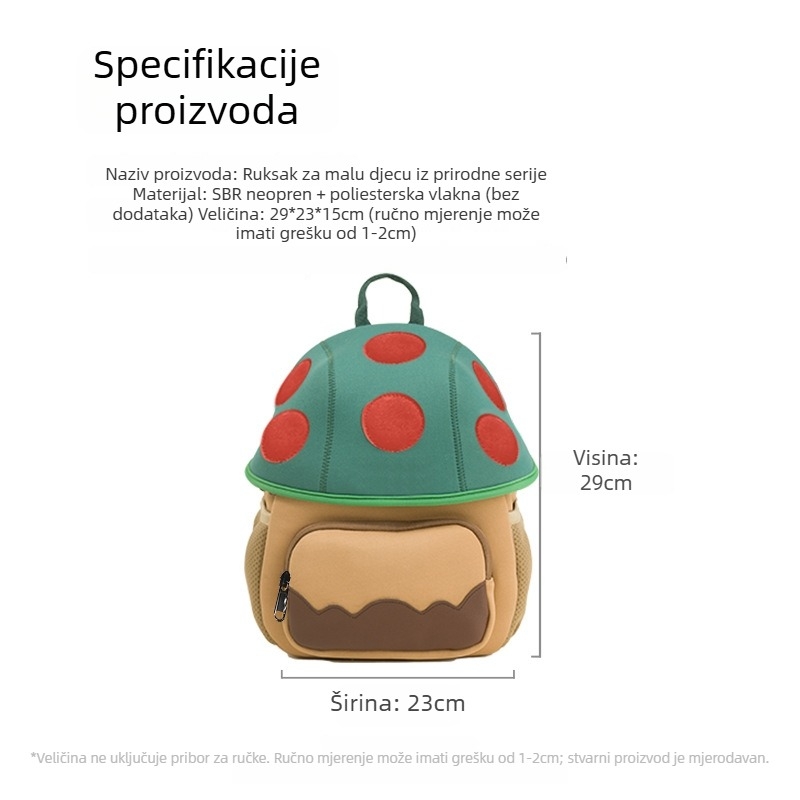 Velika dječja torba s motivom gljive, 3–6 godina, unisex, za izlete