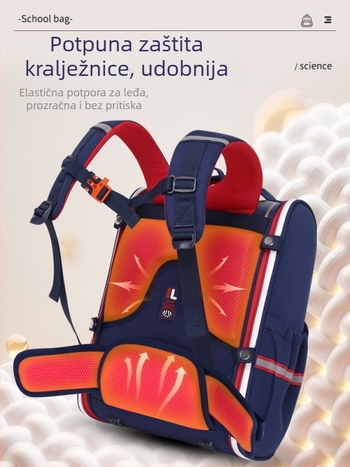 Vodootporan školski ruksak velike kapacitete s zaštitom kralježnice, unisex