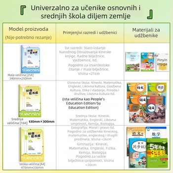 Ekološki prihvatljiva matirana samoljepljiva zaštita za udžbenike, prozirna, vodootporna, debela, veličina 43 × 30 cm