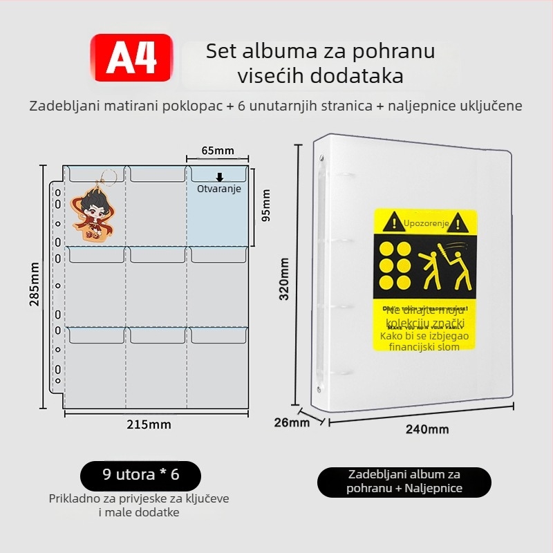 Album za pohranu znački, kružne značke 58 mm i 75 mm, za kolekcije anime i manga