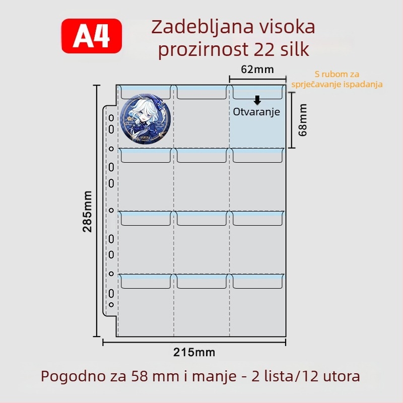 Album za pohranu znački, kružne značke 58 mm i 75 mm, za kolekcije anime i manga