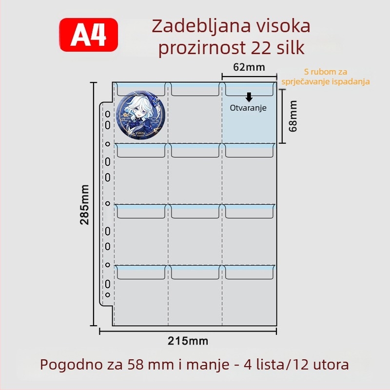 Album za pohranu znački, kružne značke 58 mm i 75 mm, za kolekcije anime i manga
