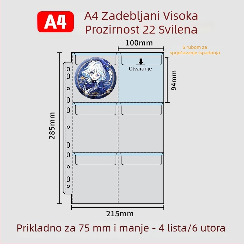Album za pohranu znački, kružne značke 58 mm i 75 mm, za kolekcije anime i manga