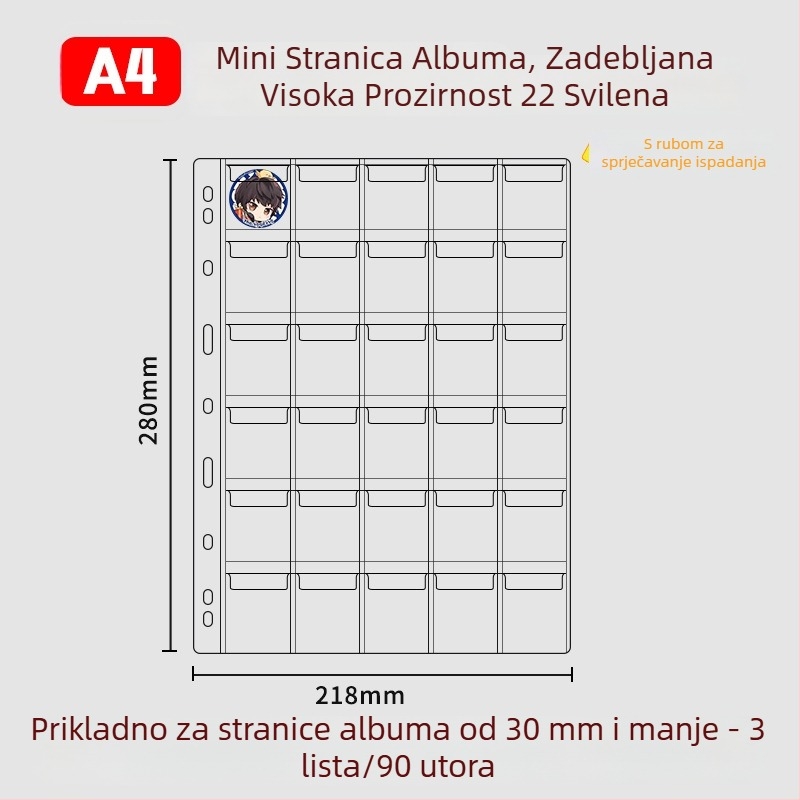 Album za pohranu znački, kružne značke 58 mm i 75 mm, za kolekcije anime i manga