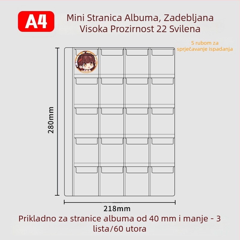 Album za pohranu znački, kružne značke 58 mm i 75 mm, za kolekcije anime i manga