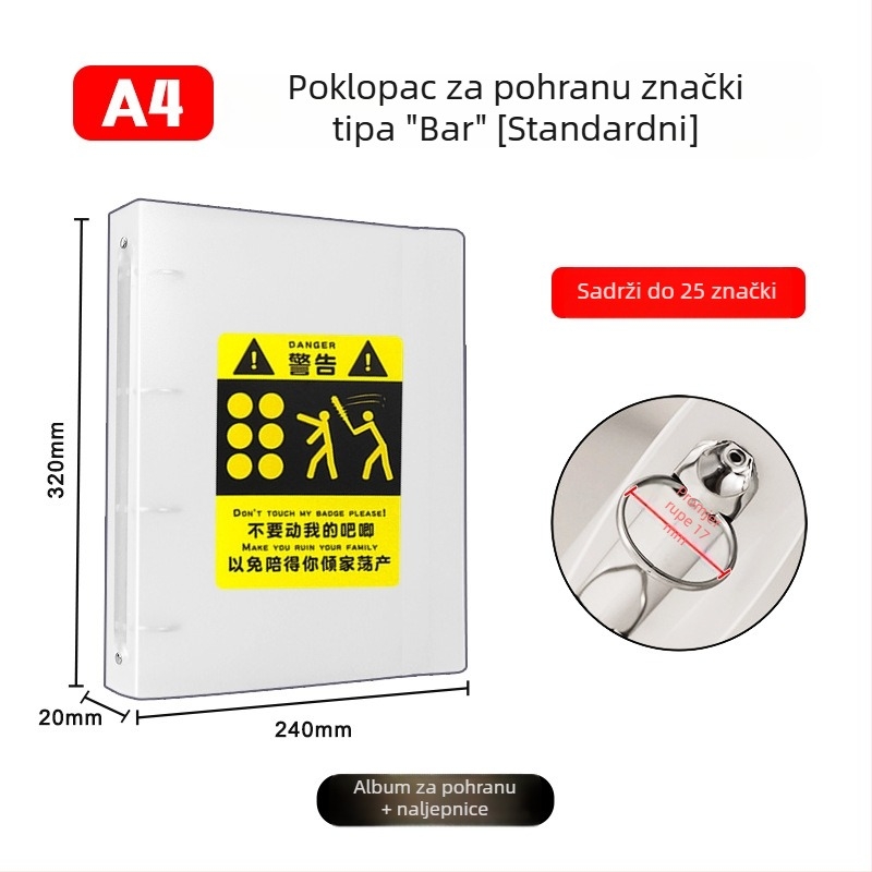 Album za pohranu znački, kružne značke 58 mm i 75 mm, za kolekcije anime i manga