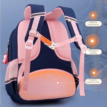 Lagani, velikokapacitetni ergonomski ruksak za osnovnoškolce, prozračan najlon, zaštita kralješnice, unisex, jednobojni