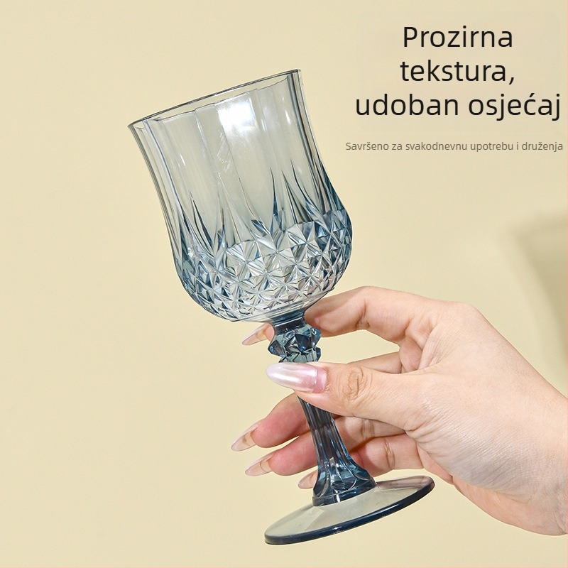 Plastične prozirne čaše za vino s uzorkom kristalno-dijamantnog dizajna za bar i restoran