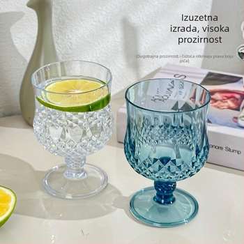 Plastična čaša s dijamantnim rezom za koktele i vino, prozirna, 101–200 ml, moderni minimalistički dizajn