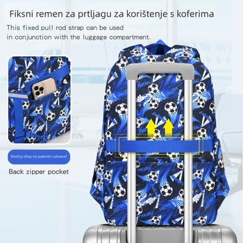 Školska torba za učenike osnovne škole, za dječake i djevojčice, nogometni motiv, velika kapaciteta, zaštita leđa, uzrast 6–12 godina, lagana i smanjuje opterećenje
