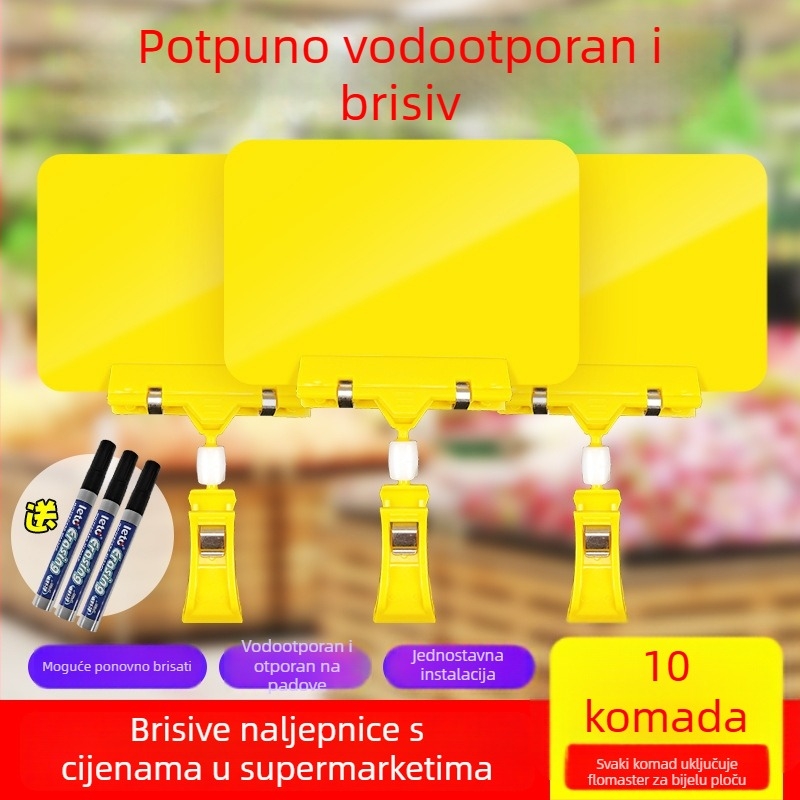 Izbrisiva kartica prikaza cijene za voće i povrće, s etiketom cijene i klipsom