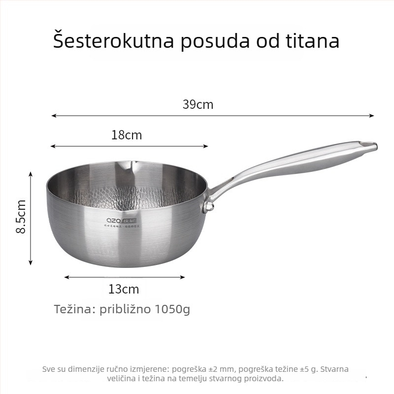 Titanij-čelična posuda s udarnim uzorkom, za dječju hranu, mala šerpa za prženje i kuhanje, bez premaza, stakleni poklopac, model D8002
