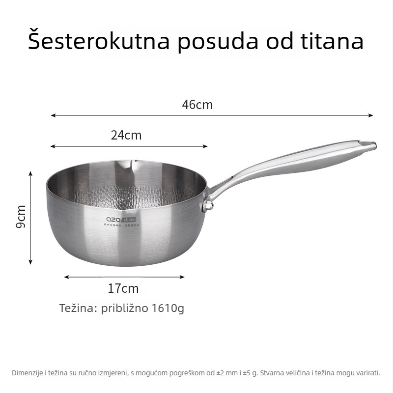 Titanij-čelična posuda s udarnim uzorkom, za dječju hranu, mala šerpa za prženje i kuhanje, bez premaza, stakleni poklopac, model D8002