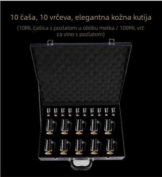 Set staklenih čaša za alkohol s pozlaćenom folijom, mali čašice za vino, elegantno i vrhunske kvalitete