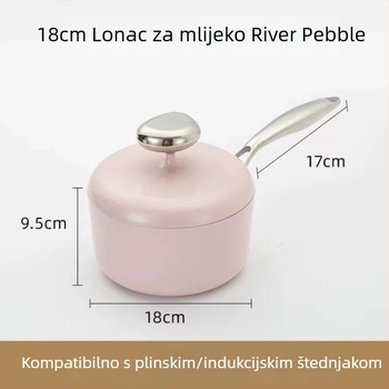 Set posuda s neprijanjajućim premazom: lonac za mlijeko i tava s ravnim dnom, Maifan kamen, kompatibilan s indukcijom