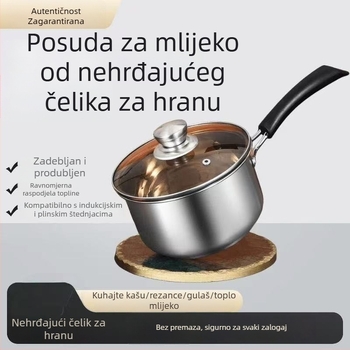 Nerđajući čelik, debelo dno, posuda za mlijeko za kućnu upotrebu, pogodna za instantnu rezance, dječju juhu, dječje mlijeko i dječju hranu, kompatibilna s indukcijskim pločama