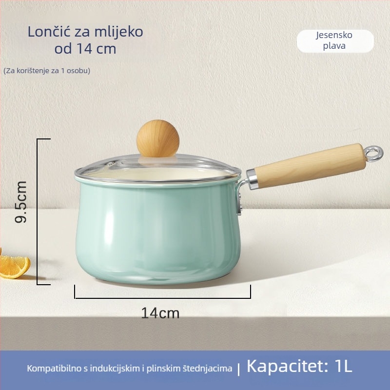 Keramična neprijanjajuća posuda za mlijeko za bebe, sve-u-jednom za prženje i kuhanje, kompatibilna s plinskim i električnim pločama, mala šerpa za juhu i rezance