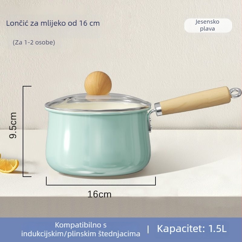 Keramična neprijanjajuća posuda za mlijeko za bebe, sve-u-jednom za prženje i kuhanje, kompatibilna s plinskim i električnim pločama, mala šerpa za juhu i rezance