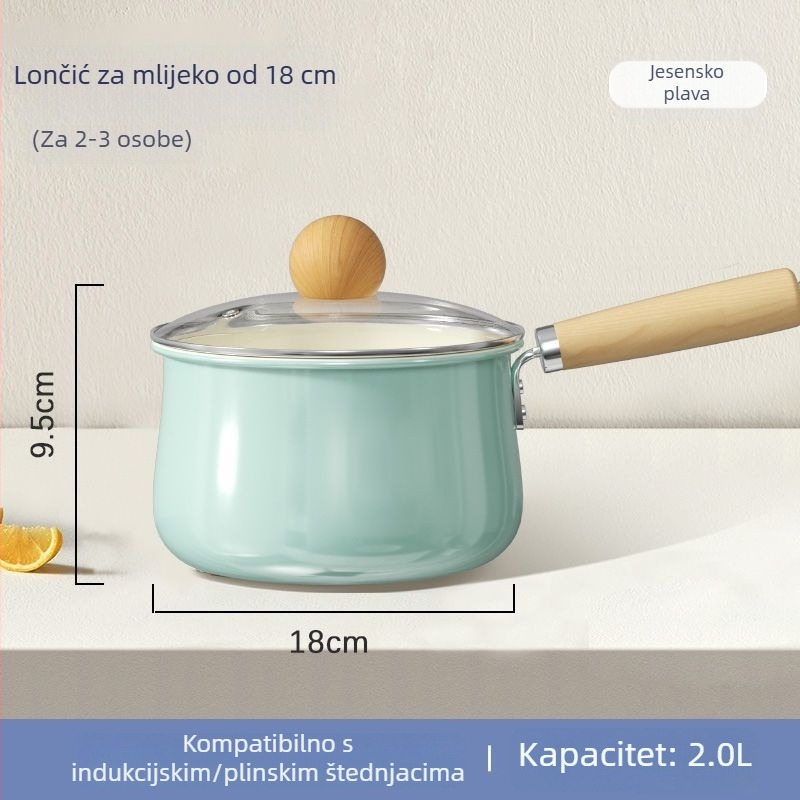 Keramična neprijanjajuća posuda za mlijeko za bebe, sve-u-jednom za prženje i kuhanje, kompatibilna s plinskim i električnim pločama, mala šerpa za juhu i rezance