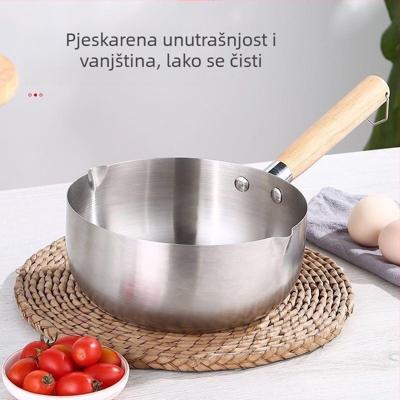 Lonac za bebinu hranu i grijanje mlijeka, lonac za rezance i juhe, mali nehrđajući čelični lonac, kompatibilan s indukcijom, nepremazan, komercijalna upotreba