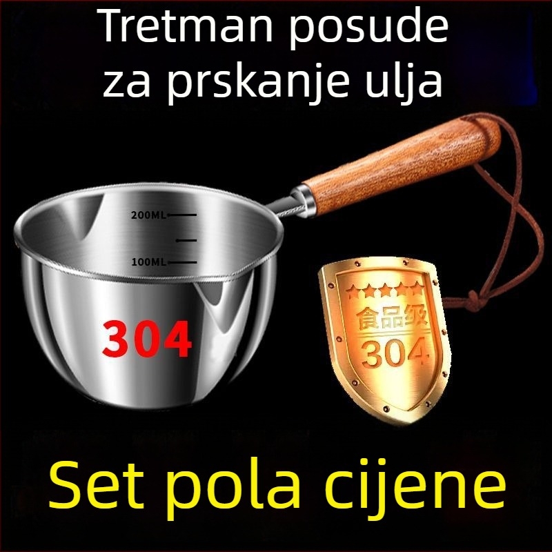 304 trostruko slojeviti nehrđajući čelik – mali lončić za ulje, poseban lončić za vruće ulje, kućni mini lonac za ulje