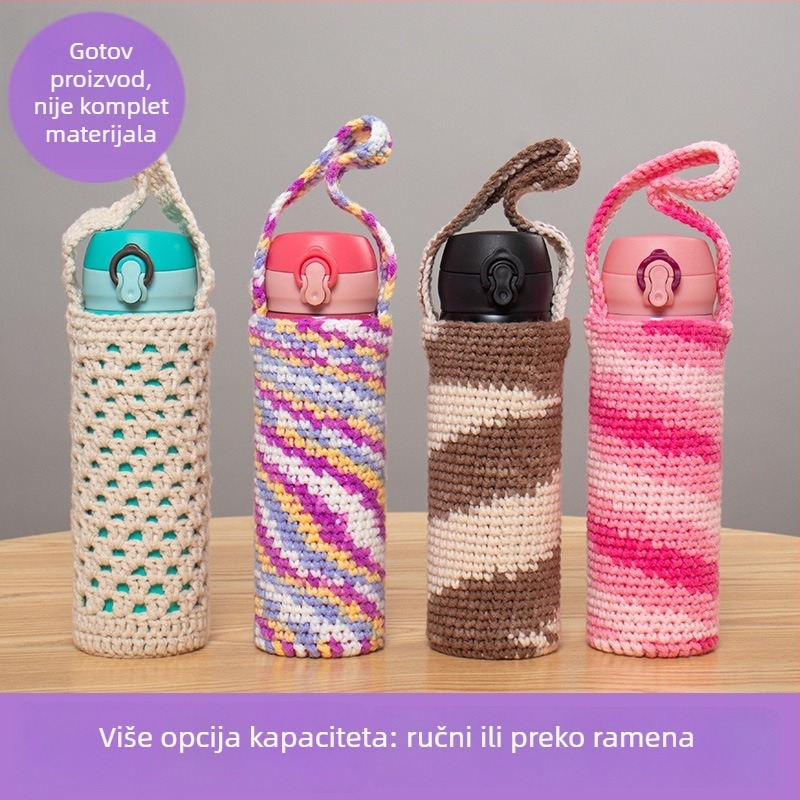 Heklana navlaka za šalice s dijagonalnim remenom, od vunene tkanine, ručno izrađeno