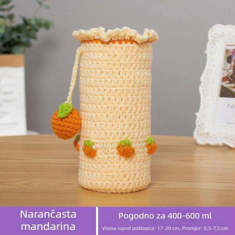 Heklana navlaka za šalice s dijagonalnim remenom, od vunene tkanine, ručno izrađeno