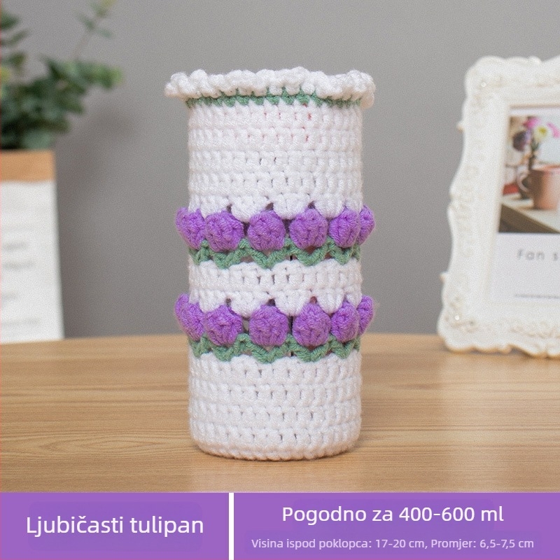 Heklana navlaka za šalice s dijagonalnim remenom, od vunene tkanine, ručno izrađeno