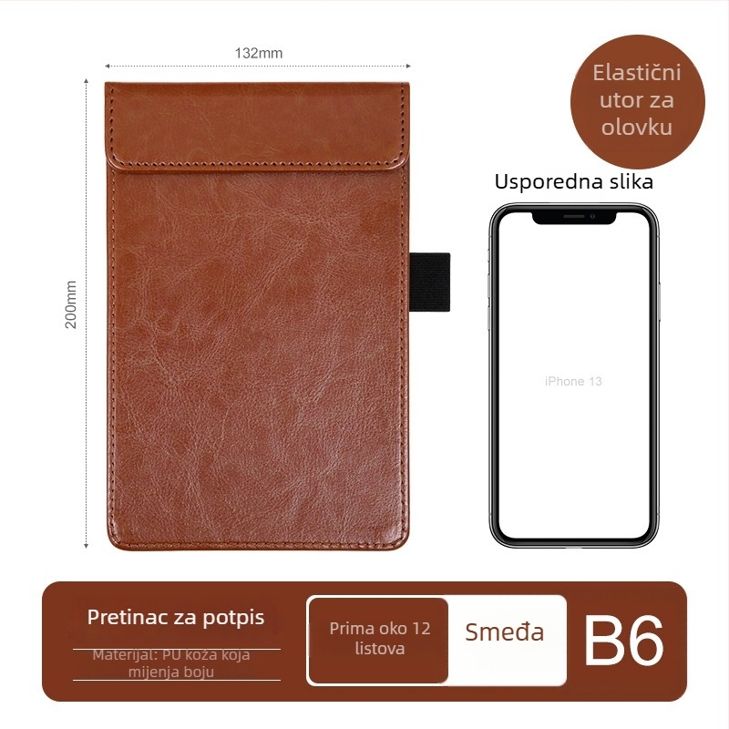 A4 kožni klipboard s pločom za pisanje, fascikl, klip za jelovnik, prilagođeni logotip