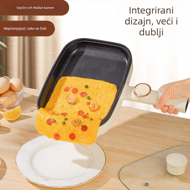 Električna tava Tamagoyaki, velika neprijanjajuća tava s podesivom temperaturom za omletu, palačinke i rola od jaja