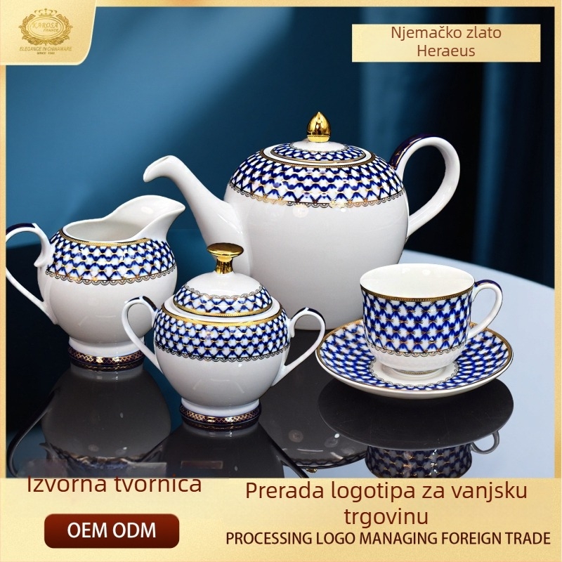 Čajnik od kostne porcelana Jingdezhen, vrhunski set za poslijepodnevni čaj, šalice i podloške