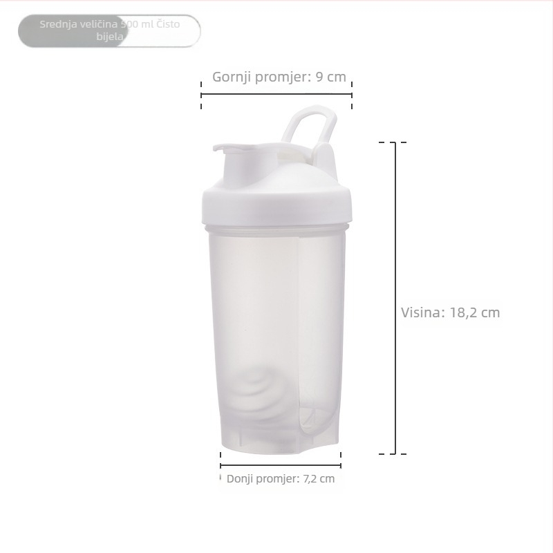 500 ml prijenosna plastična čaša s držačem, pogodna za sport i proteinski šejk