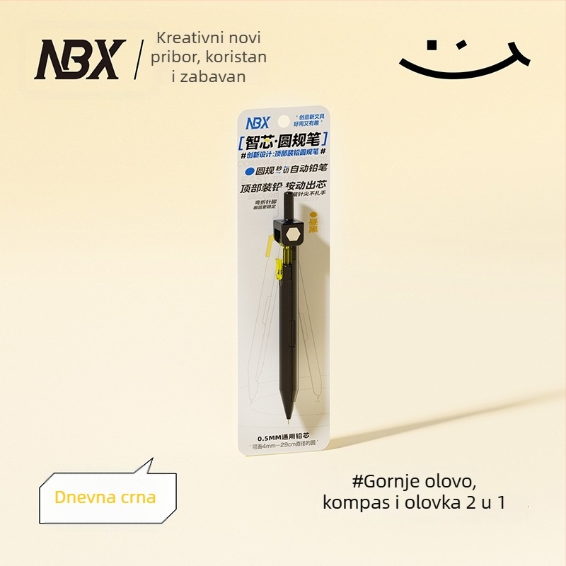 NBX kreativni set: ravnalo, kružilo i pero – tri u jednom, prijenosno za brzo crtanje
