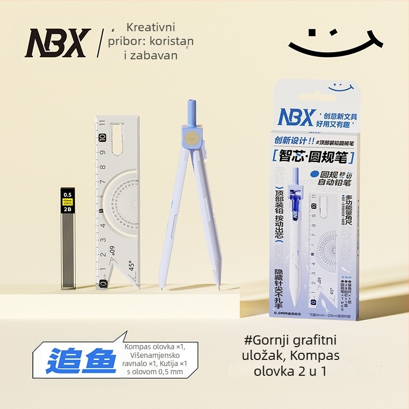 NBX kreativni set: ravnalo, kružilo i pero – tri u jednom, prijenosno za brzo crtanje
