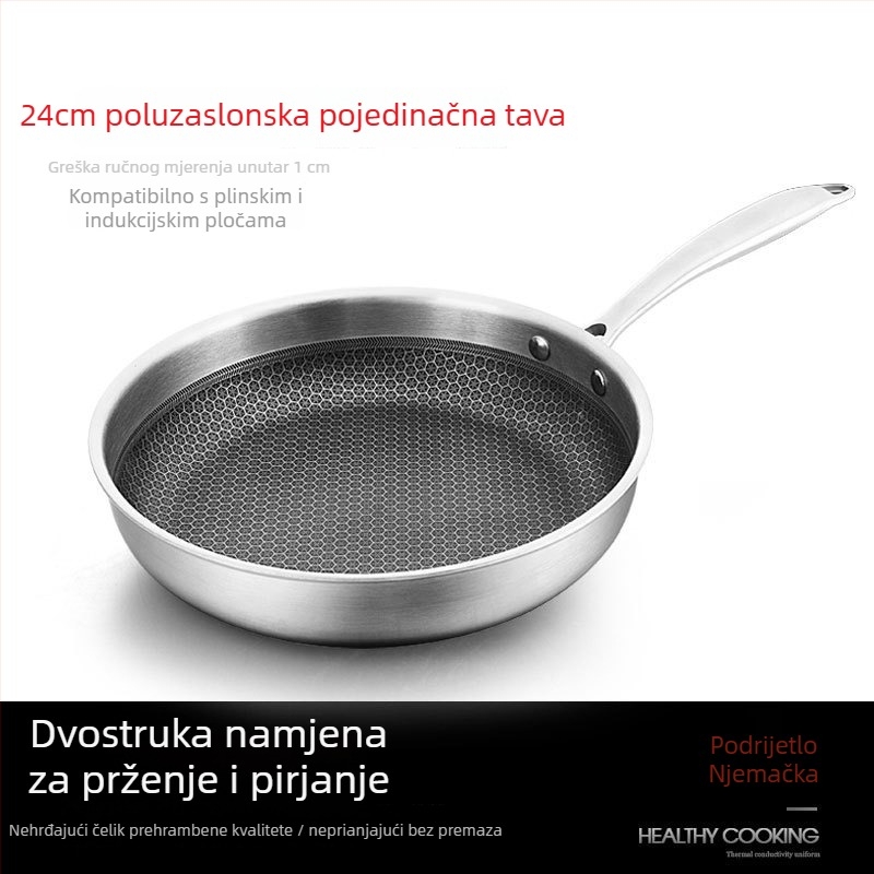 Neprijanjajući tiganj od nehrđajućeg čelika s uzorkom saće, univerzalni tiganj za štednjake, ravnomjerno raspoređivanje topline
