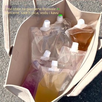 Torba za vodu za otvorene festivale, prijenosna mekana vrećica za piće, 0,5 L, prehrambena kvaliteta, s mlaznicom