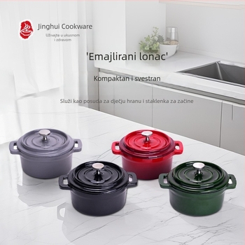 Emajlirani lijev od lijevanog željeza, mini lonac, 14 cm – krem od jaja, pečenje kruha, posuda za začine, dječja hrana, mali lonac za juhu