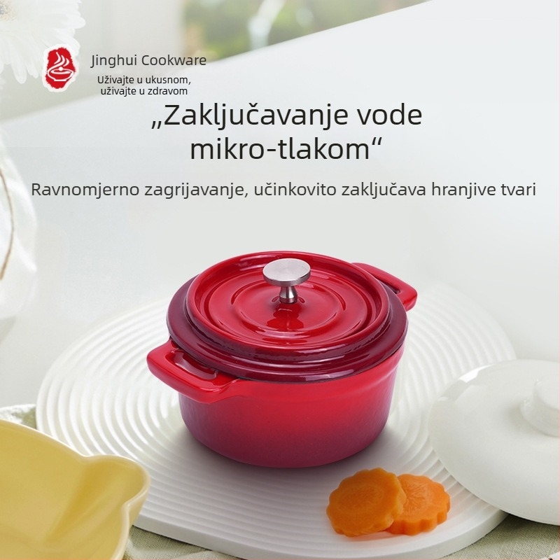 Emajlirani lijev od lijevanog željeza, mini lonac, 14 cm – krem od jaja, pečenje kruha, posuda za začine, dječja hrana, mali lonac za juhu