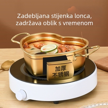 304 nehrđajući čelik, jednoporciona posuda s držačima u obliku srca, korejski stil lonac za rezance, kapacitet 1,1–2 L