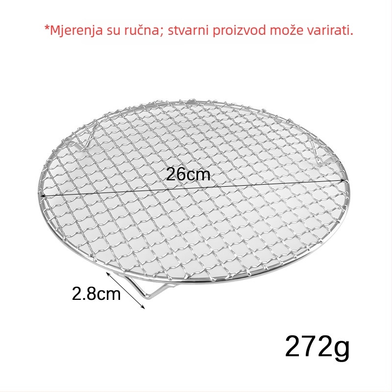 Nehrđajući čelični okrugli roštilj s nogicama, nosač za air fryer, mreža za odvod masnoće, rešetka za parenje i dno za pečenje mesa