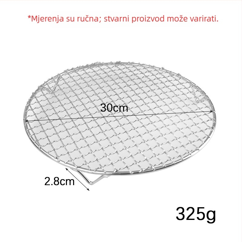 Nehrđajući čelični okrugli roštilj s nogicama, nosač za air fryer, mreža za odvod masnoće, rešetka za parenje i dno za pečenje mesa