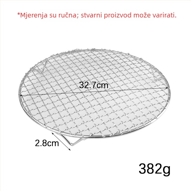 Nehrđajući čelični okrugli roštilj s nogicama, nosač za air fryer, mreža za odvod masnoće, rešetka za parenje i dno za pečenje mesa