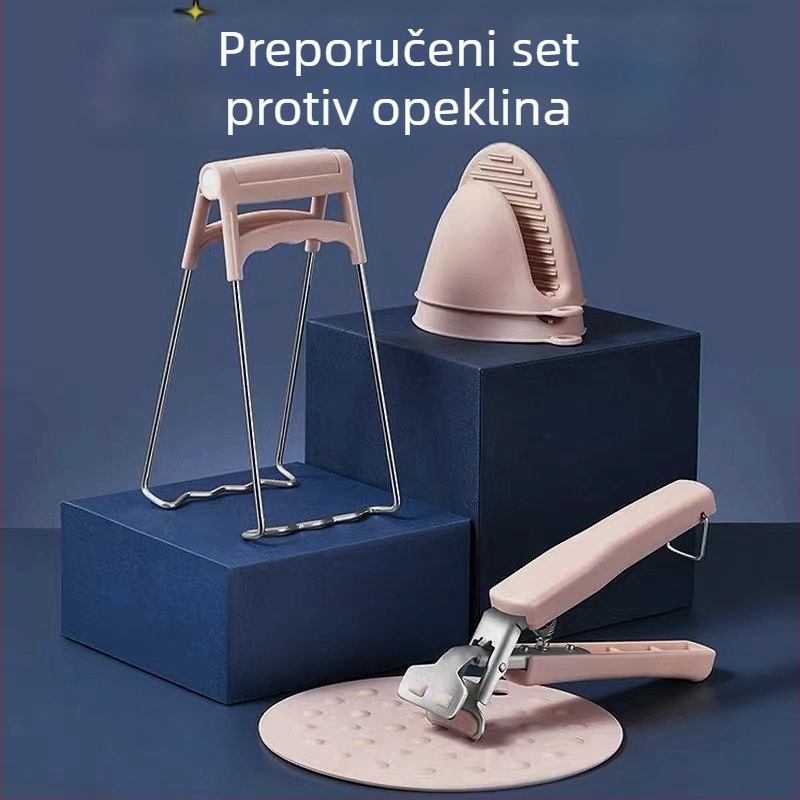 Set klipsa protiv opeklina s dizalom za zdjele i tanjure te toplinsko izolacijska podloga