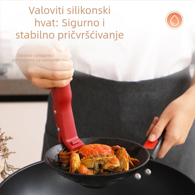 Valovita silikonska traka s protukliznim klipom za zdjele i tanjure, višenamjenski kuhinjski alat za mikrovalnu pećnicu i parni lonac, protuklizno i zaštita od opeklina
