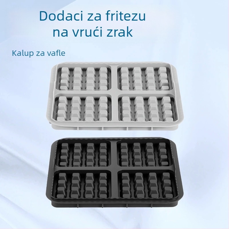 Set kalupa za vafle za air fryer, s pleom za pečenje i četvrtaste kalupe za torte, u velikim i malim veličinama.