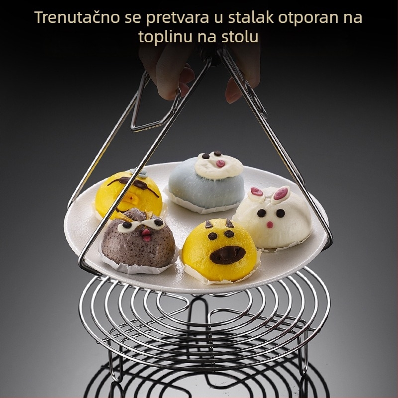 304 nehrđajući čelični stalak za parenje za električni kuhalo riže - okrugli, ojačani, višenamjenski stalak za paru s izolacijskom podlogom