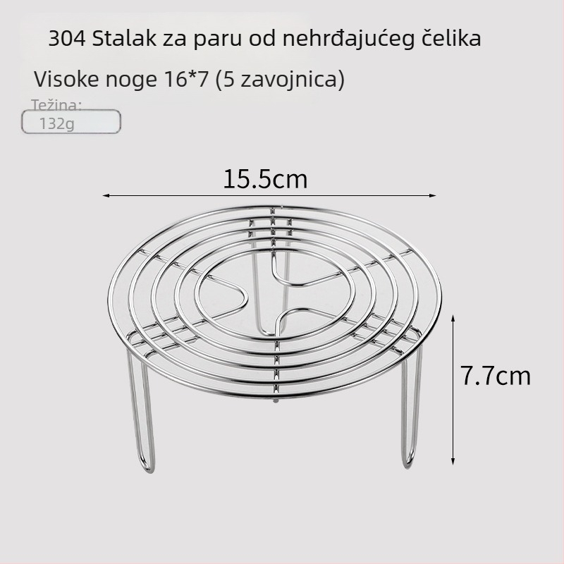 304 nehrđajući čelični stalak za parenje za električni kuhalo riže - okrugli, ojačani, višenamjenski stalak za paru s izolacijskom podlogom